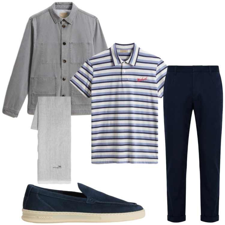 Outfit uomo - Polo classica. Stile Casual per Tutti i giorni. Abbinamento con pantaloni, sciarpe, polo, cappotti, scarpe stringate.