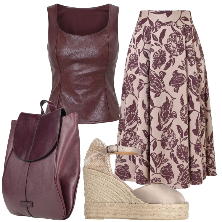 Outfit donna - Total look #2432733. Stile Romantica per Ufficio. Abbinamento con zaini, espadrillas, gonne longuette, top.