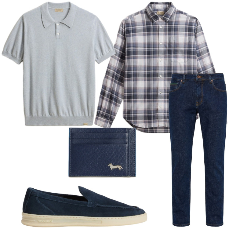 Outfit uomo - Polo minimal. Stile Casual per Tutti i giorni. Abbinamento con portafogli, jeans, scarpe stringate, camicie, polo.