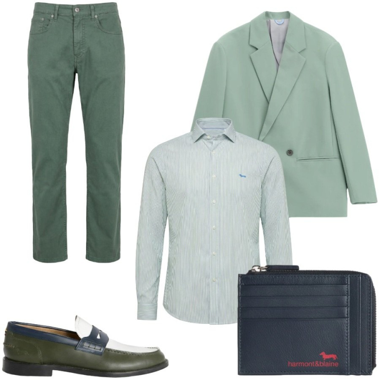Outfit uomo - Total look #2432744. Stile Casual per Tutti i giorni. Abbinamento con pantaloni, camicie, scarpe stringate, portamonete, giacche.