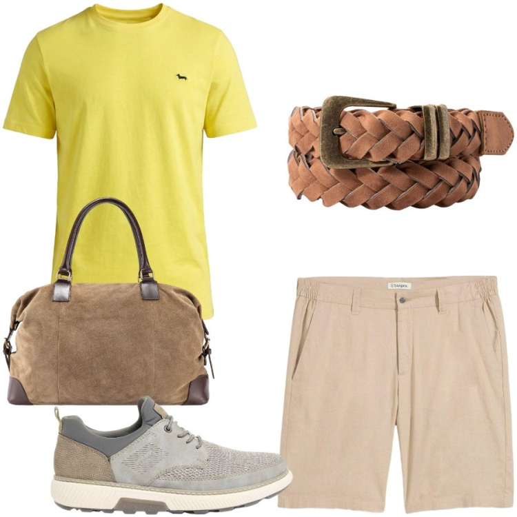 Outfit uomo - Total look #2432751. Stile Casual per Tutti i giorni. Abbinamento con sneakers, bermuda, t-shirt, borse sportive, cinture.