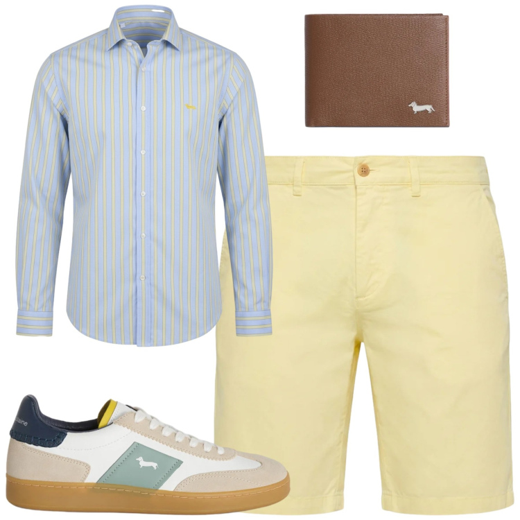 Outfit uomo - Total look #2432787. Stile Casual per Tutti i giorni. Abbinamento con sneakers, bermuda, camicie, portafogli.