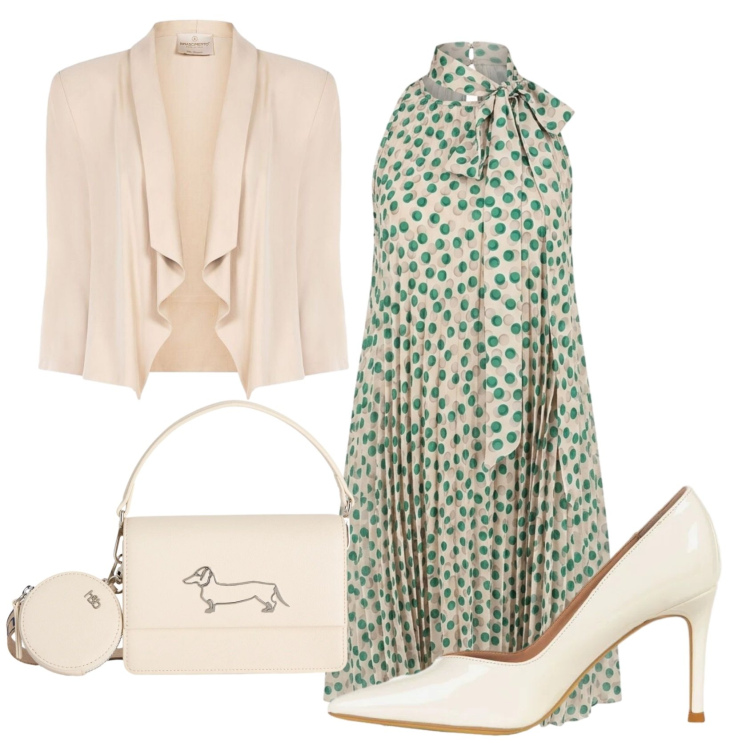 Outfit donna - Total look #2432797. Stile Chic per Cerimonia. Abbinamento con borse a tracolla, vestiti corti, décolleté, blazer.