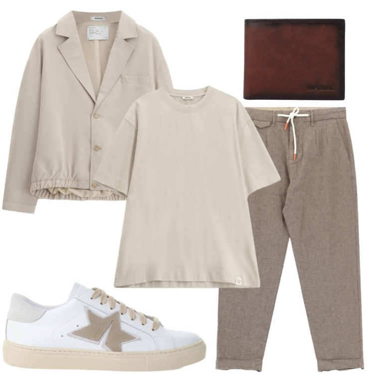 Outfit uomo - Total look #2432821. Stile Trendy per Tutti i giorni. Abbinamento con t-shirt, giacche, pantaloni, portafogli, sneakers.
