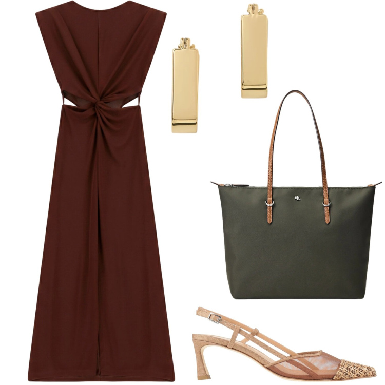Outfit donna - Total look #2432833. Stile Minimal per Tutti i giorni. Abbinamento con décolleté, vestiti lunghi, borse tote, orecchini.