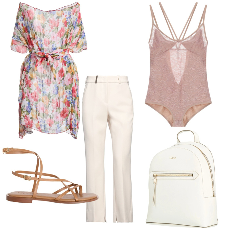 Outfit donna - Total look #2432873. Stile Chic per Cerimonia. Abbinamento con top, pantaloni, zaini, body, sandali in pelle.