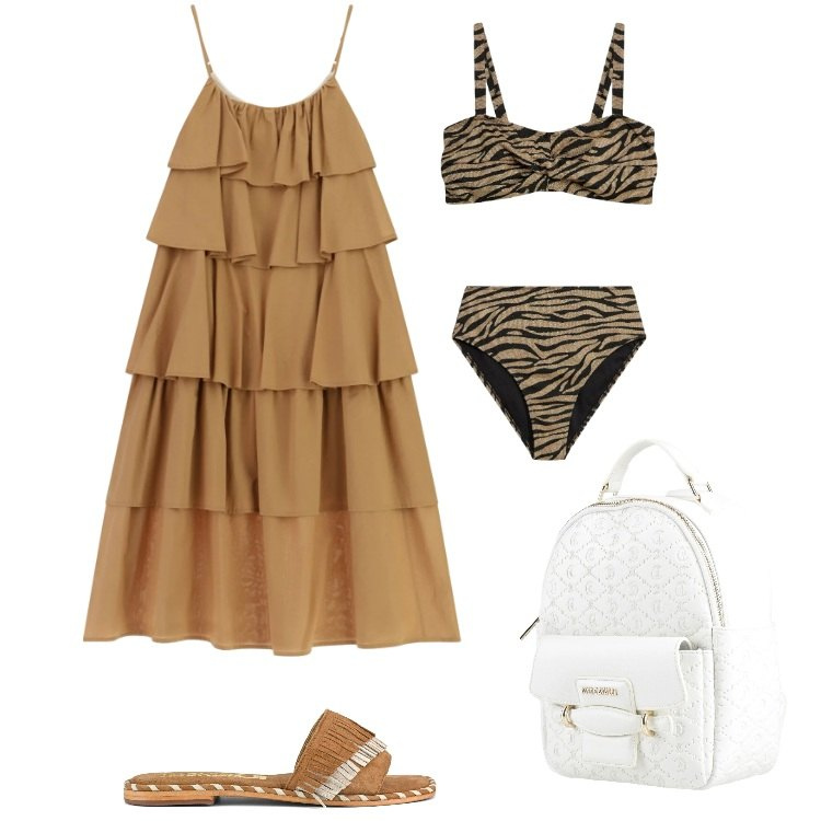 Outfit donna - Total look #2432894. Stile Trendy per Mare. Abbinamento con zaini, bikini, vestiti lunghi, ciabatte.