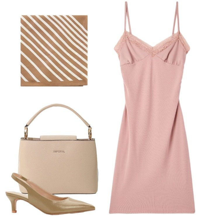 Outfit donna - Total look #2432946. Stile Casual chic per Tutti i giorni. Abbinamento con décolleté, vestiti a tubino, borse a secchiello, foulard.