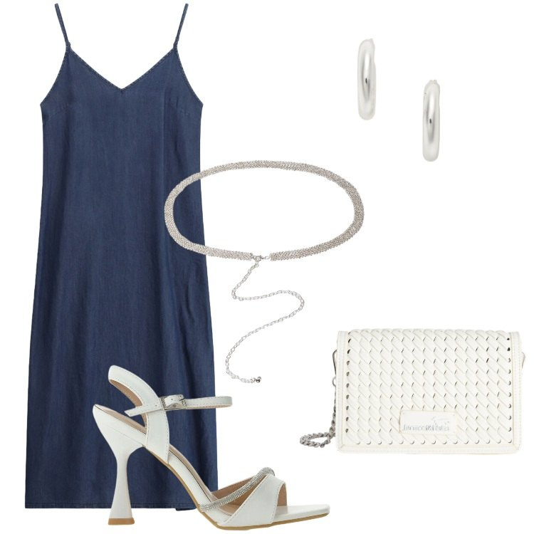 Outfit donna - Total look #2432950. Stile Sporty chic per Tutti i giorni. Abbinamento con sandali gioiello, vestiti midi/longuette, borse a tracolla, cinture, orecchini.