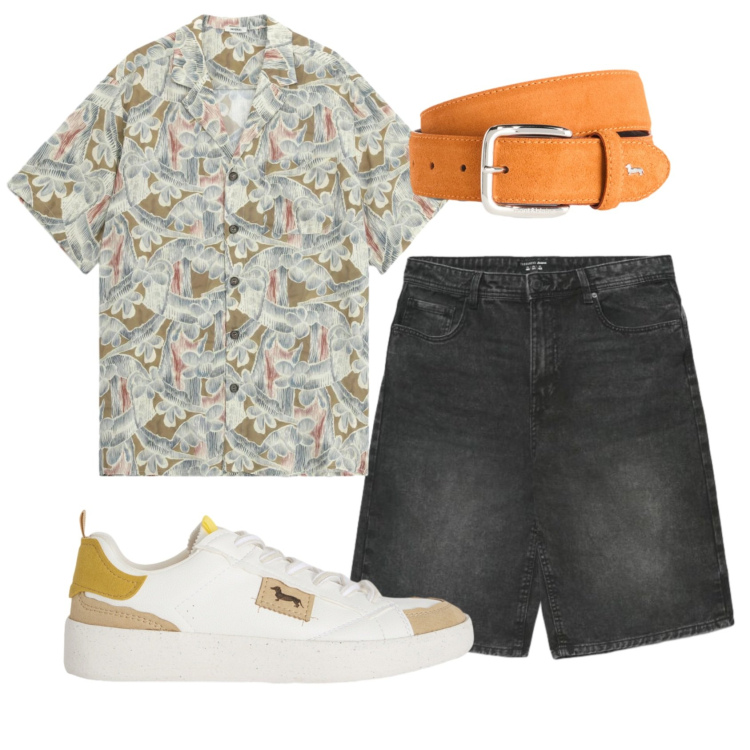 Outfit uomo - Total look #2432961. Stile Trendy per Tutti i giorni. Abbinamento con sneakers, cinture, shorts, camicie a manica corta.