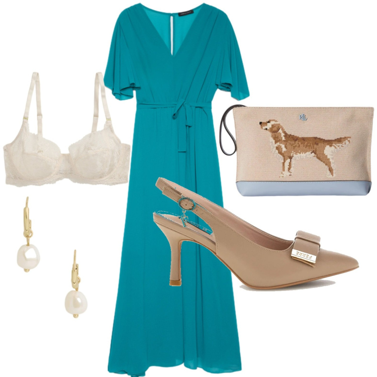 Outfit donna - Fiorella Rubino - Colorful Summer. Stile Glamour per Tutti i giorni. Abbinamento con vestiti lunghi, reggiseni, orecchini, pochette, décolleté.