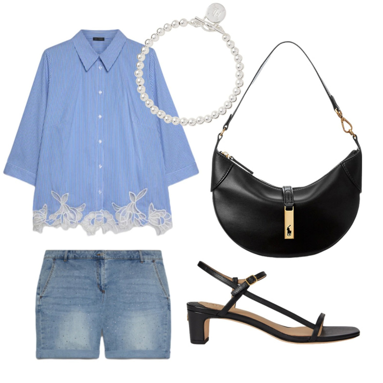 Outfit donna - Fiorella Rubino - Colorful Summer. Stile Casual per Tutti i giorni. Abbinamento con camicie, shorts, borse a spalla, braccialetti, sandali in pelle.