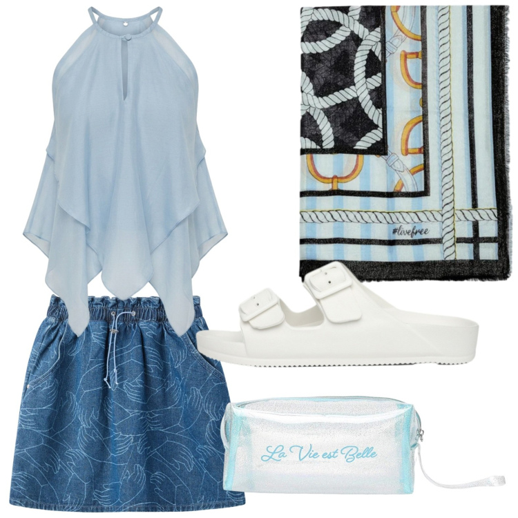 Outfit donna - Top versatile. Stile Casual per Tutti i giorni. Abbinamento con minigonne, valigie, ciabatte, foulard, canottiere.