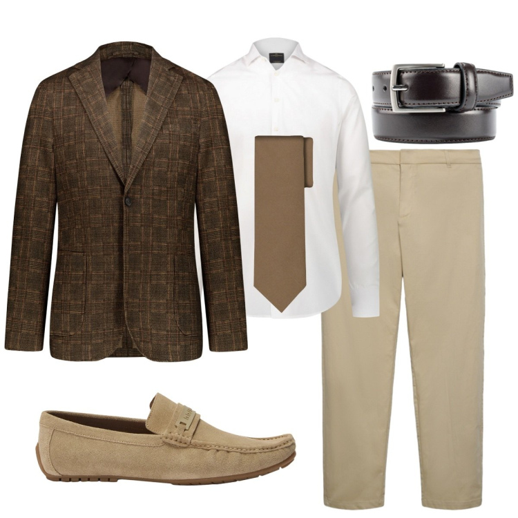 Outfit uomo - Cerimonia d\'estate. Stile Business/Elegante per Cerimonia. Abbinamento con pantaloni chino, scarpe stringate, camicie, giacche, cravatte, cinture.