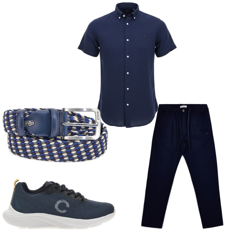 Outfit uomo - Soloblu. Stile Business/Elegante per Serata speciale. Abbinamento con sneakers, cinture, pantaloni, camicie a manica corta.