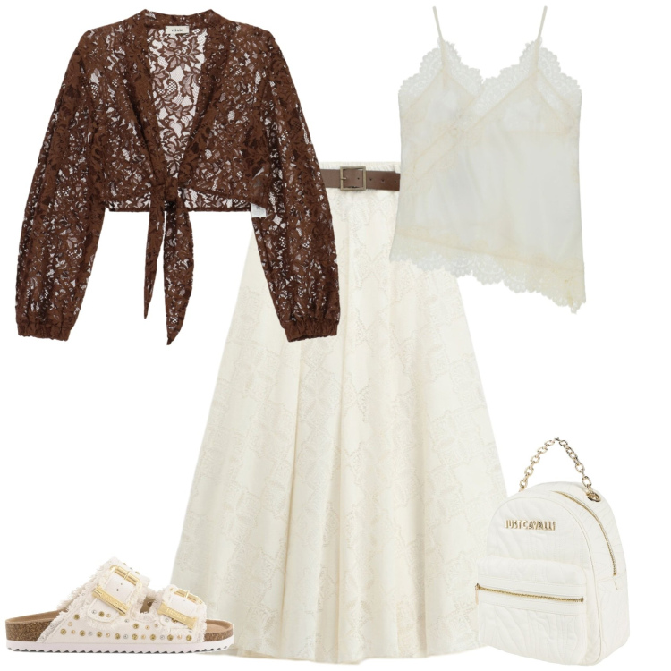 Outfit donna - Boho chic al mare in città. Stile Boho per Tutti i giorni. Abbinamento con zaini, gonne lunghe, camicie, top, sandali.