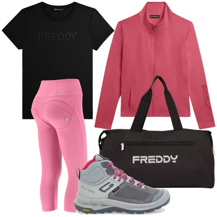 Outfit donna - Sporty summer mood. Stile Sporty chic per Sport. Abbinamento con felpe sportive, t-shirt, pantaloni skinny, borse sportive, scarpe sportive.