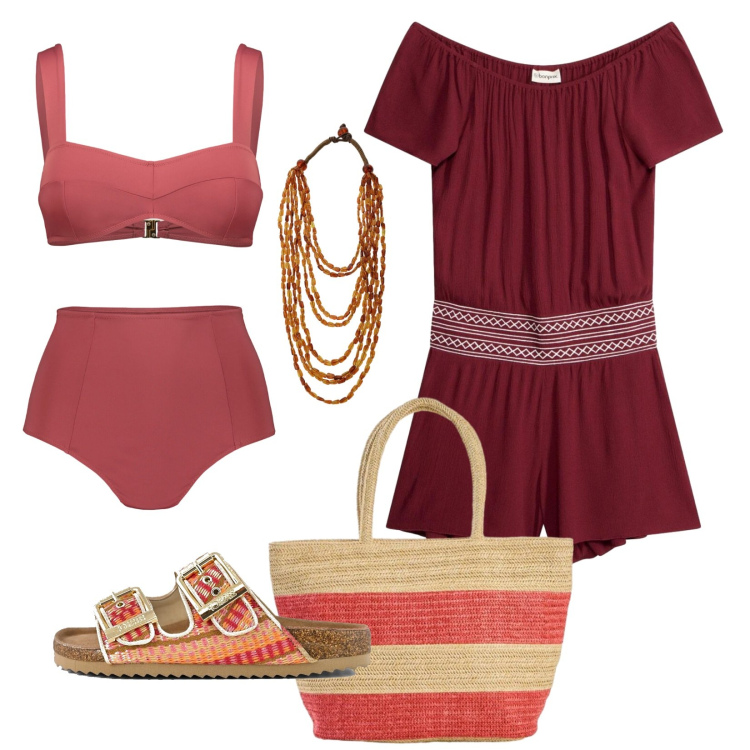 Outfit donna - Total look #2433411. Stile Etnico per Tutti i giorni. Abbinamento con tute, shopping bag, bikini, collane, sandali.