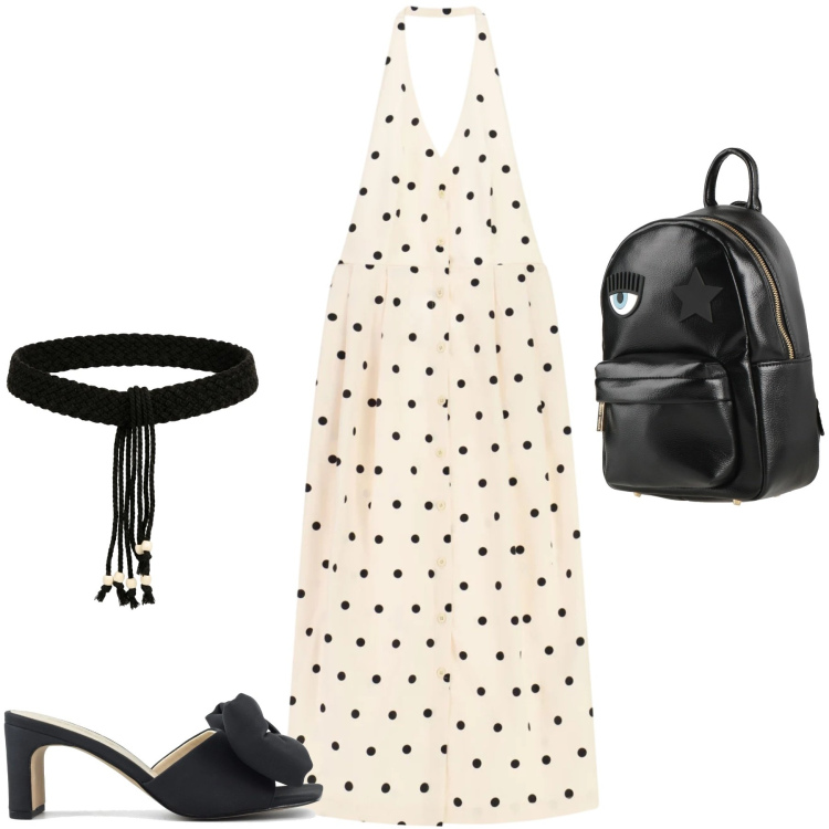 Outfit donna - Total look #2433461. Stile Casual chic per Tutti i giorni. Abbinamento con zaini, vestiti midi/longuette, cinture, sandali col tacco.