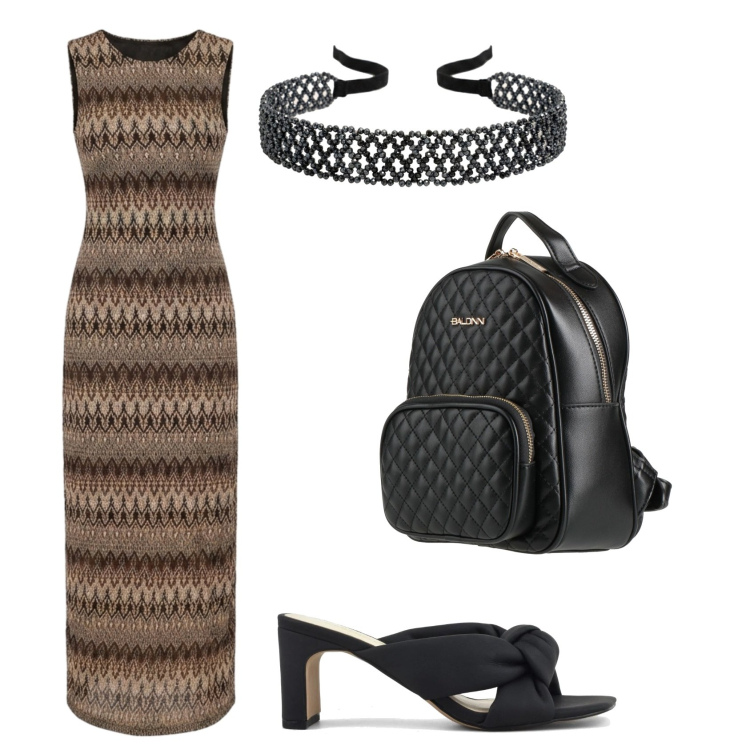 Outfit donna - Total look #2433514. Stile Chic per Ufficio. Abbinamento con zaini, vestiti lunghi, cinture, sandali col tacco.