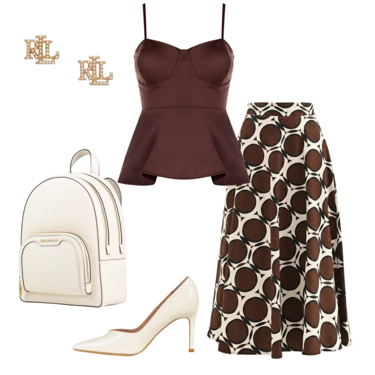 Outfit donna - Total look #2433517. Stile Glamour per Cerimonia. Abbinamento con zaini, orecchini, gonne lunghe, canottiere, décolleté.