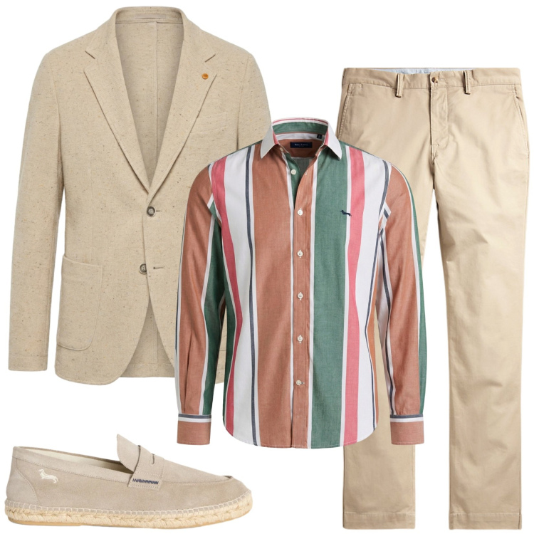 Outfit uomo - Total look #2433531. Stile Trendy per Ufficio. Abbinamento con giacche, espadrillas, camicie, pantaloni.
