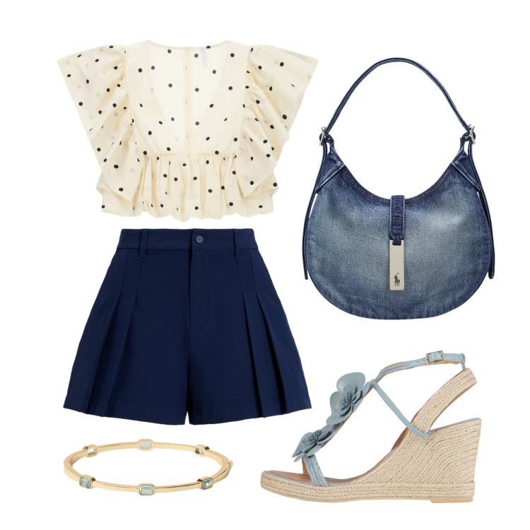 Outfit donna - Luglio. Stile Bon Ton per Tutti i giorni. Abbinamento con espadrillas, top, borse a spalla, minigonne, braccialetti.