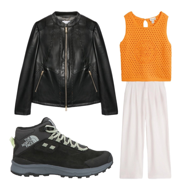Outfit donna - Brezza notturna. Stile Casual per Serata fuori. Abbinamento con stivaletti, pantaloni, top, blazer.
