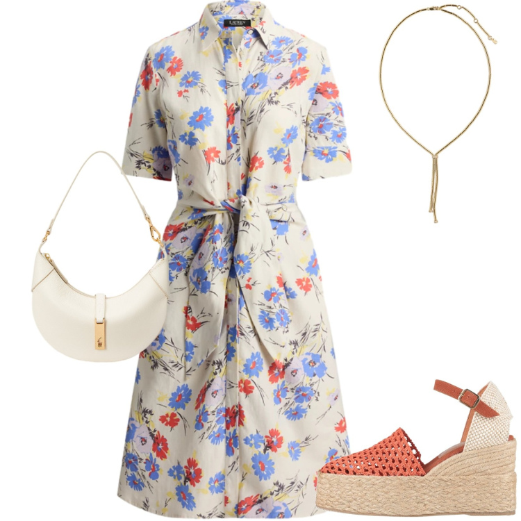 Outfit donna - Passeggiata. Stile Casual chic per Tutti i giorni. Abbinamento con espadrillas, shorts, camicie, borse a spalla, collane.