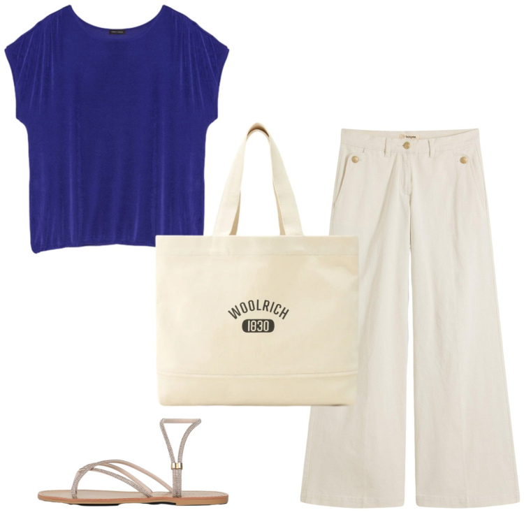 Outfit donna - Total look #2433645. Stile Basic per Tutti i giorni. Abbinamento con pantaloni, sandali, t-shirt, borse tote.