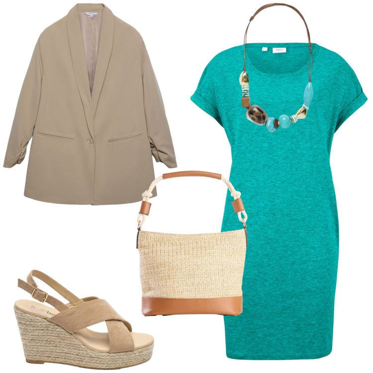 Outfit donna - Total look #2433648. Stile Casual chic per Cerimonia. Abbinamento con vestiti, sandali col tacco, borse a mano, blazer, collane.