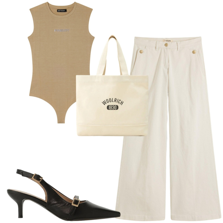 Outfit donna - Total look #2433652. Stile Casual chic per Tutti i giorni. Abbinamento con pantaloni, sandali col tacco, top, borse tote.