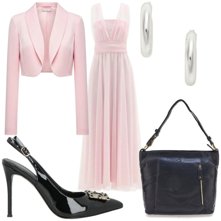 Outfit donna - Rinascimento: compleanno glamour. Stile Glamour per Cerimonia. Abbinamento con décolleté, orecchini, vestiti lunghi, blazer, borse a spalla.
