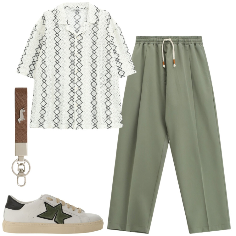 Outfit uomo - Imperial. Stile Casual per Tutti i giorni. Abbinamento con portachiavi, pantaloni, sneakers, camicie a manica corta.