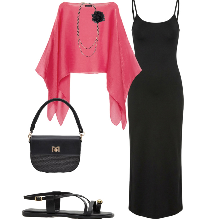 Outfit donna - Summer curvy. Stile Chic per Cerimonia. Abbinamento con sandali, vestiti lunghi, borse a spalla, blazer, collane.