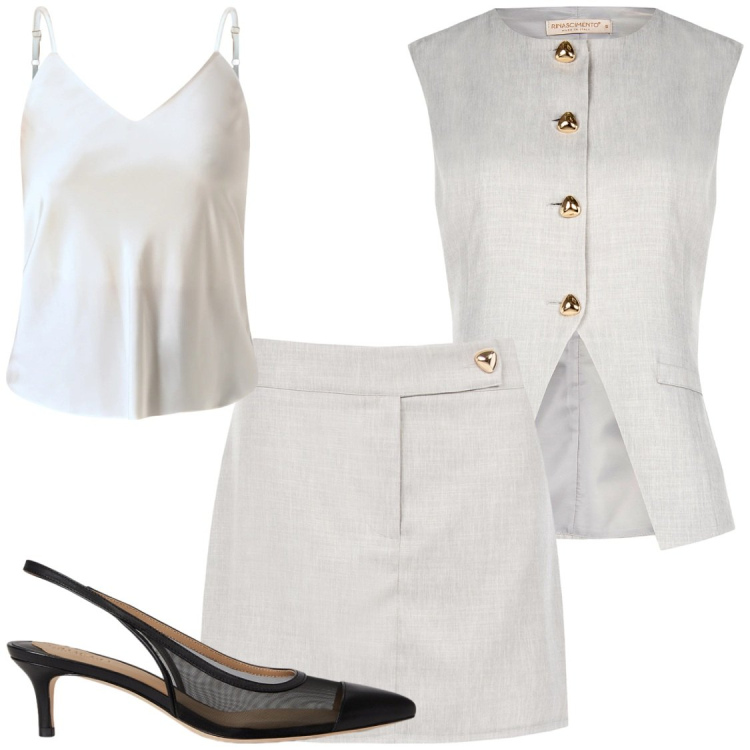 Outfit donna - Cerimonie di giorno. Stile Bon Ton per Cerimonia. Abbinamento con minigonne, gilet, top, décolleté.