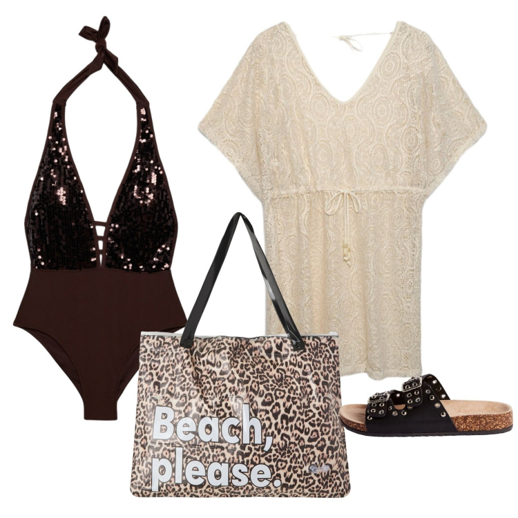Outfit donna - Total look #2433728. Stile Casual chic per Mare. Abbinamento con caftani, costumi interi, ciabatte, borse tote.