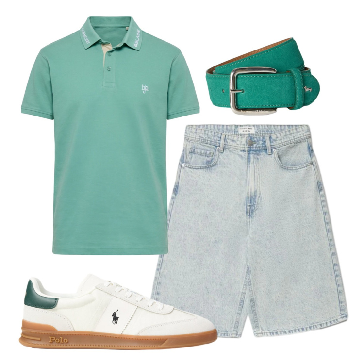 Outfit uomo - Total look #2433763. Stile Casual per Tutti i giorni. Abbinamento con polo, cinture, shorts, sneakers.