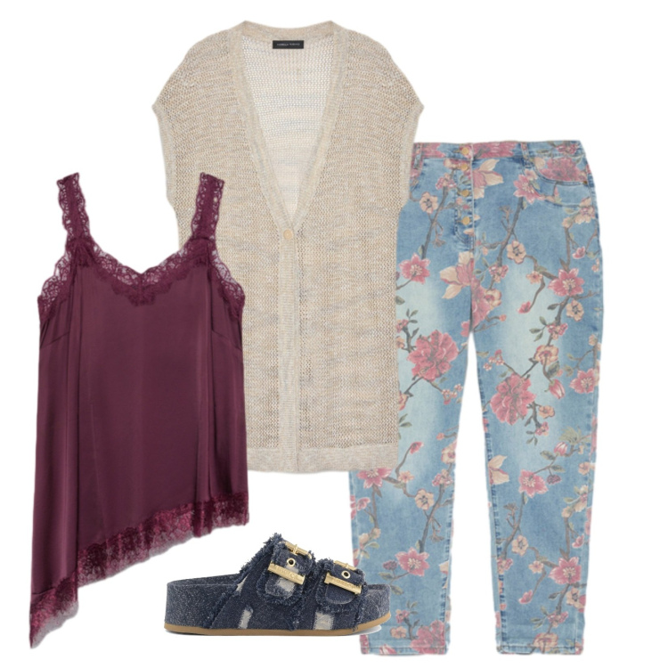 Outfit donna - Estate leggera e sicura. Stile Romantica per Tutti i giorni. Abbinamento con top, maglieria, jeans, zeppe.