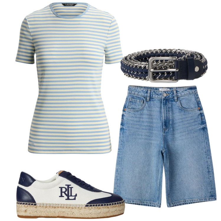Outfit donna - Total look #2433777. Stile Casual per Tutti i giorni. Abbinamento con bermuda, cinture, sneakers, t-shirt.