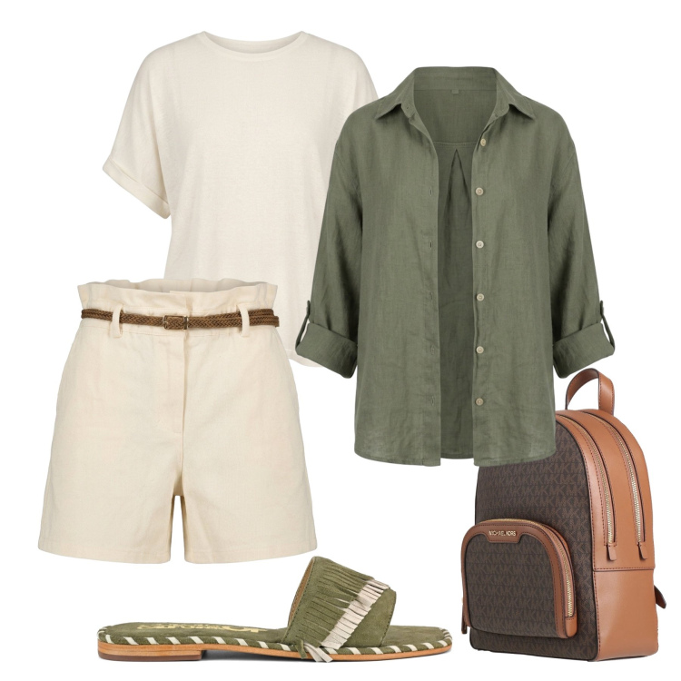 Outfit donna - Sandali protagonisti. Stile Casual per Tutti i giorni. Abbinamento con zaini, camicie, shorts, t-shirt, ciabatte.