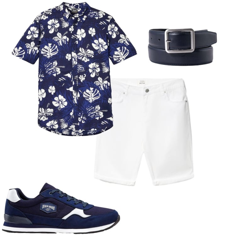 Outfit uomo - Agosto in colore. Stile Trendy per Tutti i giorni. Abbinamento con sneakers, camicie a manica corta, bermuda, cinture.