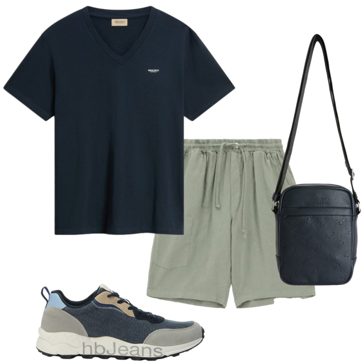 Outfit uomo - Total look #2433811. Stile Casual per Tutti i giorni. Abbinamento con borse sportive, sneakers, t-shirt, bermuda.