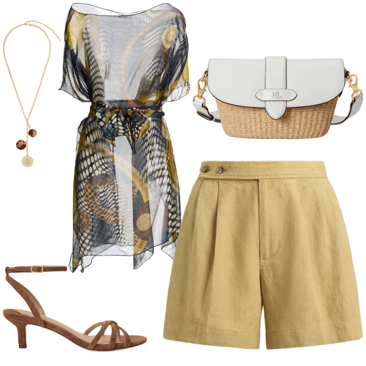 Outfit donna - Total look #2433839. Stile Casual chic per Tutti i giorni. Abbinamento con top, borse a spalla, minigonne, collane, sandali col tacco.