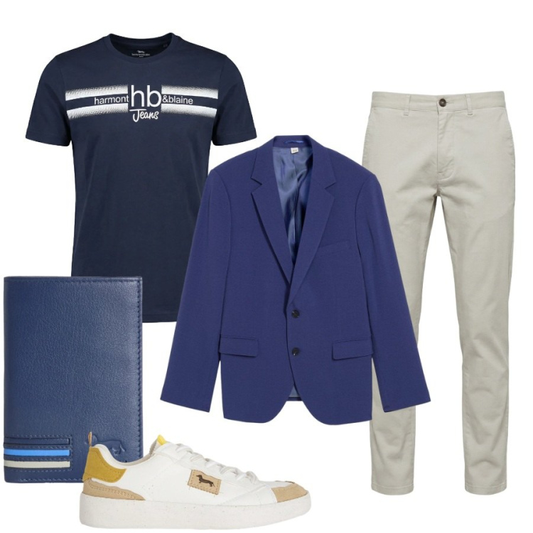 Outfit uomo - Total look #2433850. Stile Casual per Tutti i giorni. Abbinamento con giacche, sneakers, portafogli, t-shirt, pantaloni.