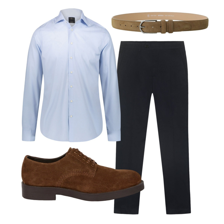 Outfit uomo - Total look #2433912. Stile Business/Elegante per Ufficio. Abbinamento con camicie, scarpe stringate, pantaloni, cinture.