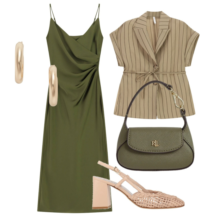 Outfit donna - Via la giacca per la sera. Stile Casual chic per Ufficio. Abbinamento con décolleté, blazer, vestiti midi/longuette, orecchini, borse a mano.