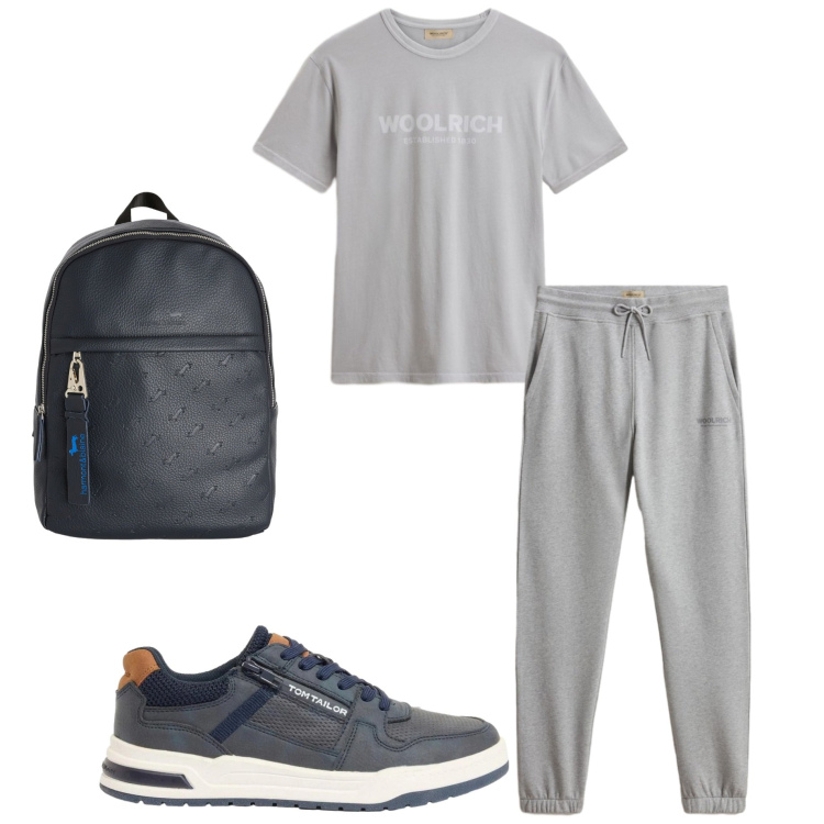 Outfit uomo - Sporty Summer. Stile Casual per Sport. Abbinamento con sneakers, borse sportive, t-shirt, pantaloni.