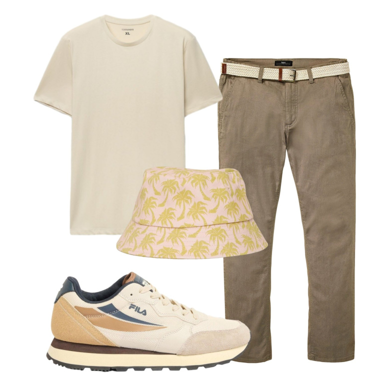 Outfit uomo - Total look #2434009. Stile Casual per Tutti i giorni. Abbinamento con pantaloni chino, sneakers, cappelli con visiera, t-shirt.