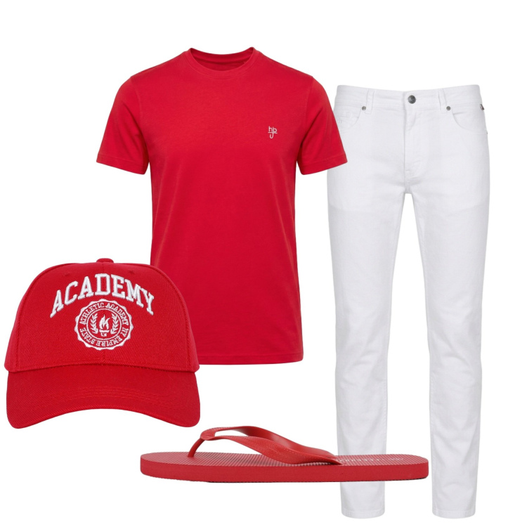 Outfit uomo - Total look #2434010. Stile Casual per Tutti i giorni. Abbinamento con pantaloni, t-shirt, cappelli, sandali.